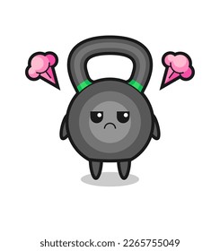 annoyed expression of the cute kettleball cartoon character , cute style design for t shirt, sticker, logo element