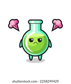 expresión fastidiada del lindo personaje de dibujos animados de los beakers de laboratorio , diseño de estilo lindo para camiseta, pegatina, elemento logo