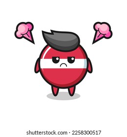 annoyed expression of the cute latvia flag badge cartoon character , cute style design for t shirt, sticker, logo element
