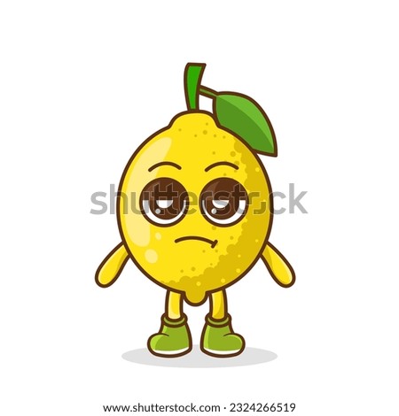 annoyed expression of the cute lemon fruit cartoon character