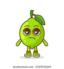 annoyed expression of the cute lime fruit cartoon character