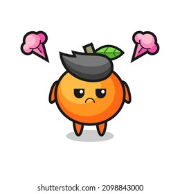 annoyed expression of the cute mandarin orange cartoon character , cute style design for t shirt, sticker, logo element