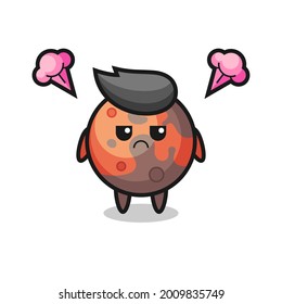 annoyed expression of the cute mars cartoon character , cute style design for t shirt, sticker, logo element