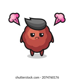 annoyed expression of the cute meatball cartoon character , cute style design for t shirt, sticker, logo element