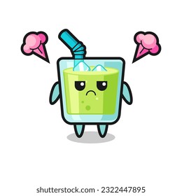 annoyed expression of the cute melon juice cartoon character , cute style design for t shirt, sticker, logo element