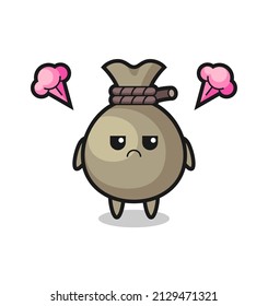 annoyed expression of the cute money sack cartoon character , cute style design for t shirt, sticker, logo element