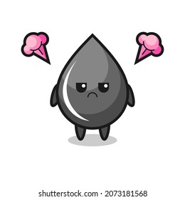 expresión fastidiada del lindo personaje de dibujos animados de la gota de aceite , diseño de estilo lindo para camiseta, pegatina, elemento logo