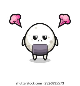 annoyed expression of the cute onigiri cartoon character , cute style design for t shirt, sticker, logo element