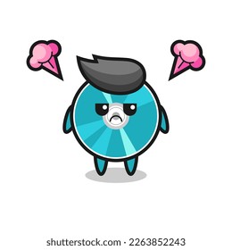 annoyed expression of the cute optical disc cartoon character , cute style design for t shirt, sticker, logo element