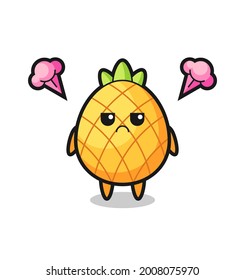 annoyed expression of the cute pineapple cartoon character , cute style design for t shirt, sticker, logo element
