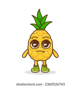 ärgerlicher Ausdruck des süßen Ananananananananananananananananfruchtkartoon-Charakters