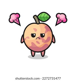 expresión fastidiada del personaje de dibujos animados de la fruta del plutón lindo, diseño de estilo lindo para camiseta, pegatina, elemento logotipo