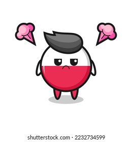 annoyed expression of the cute poland flag badge cartoon character , cute style design for t shirt, sticker, logo element