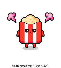 annoyed expression of the cute popcorn cartoon character , cute style design for t shirt, sticker, logo element