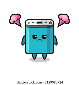 annoyed expression of the cute power bank cartoon character , cute style design for t shirt, sticker, logo element