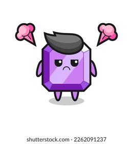 expresión fastidiada del lindo personaje de caricatura de gema púrpura , diseño de estilo lindo para camiseta, pegatina, elemento logo