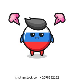 annoyed expression of the cute russia flag badge cartoon character , cute style design for t shirt, sticker, logo element