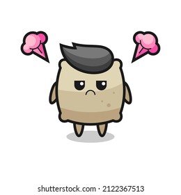 expresión molesta del personaje de caricatura de saco lindo, diseño de estilo lindo para camiseta, pegatina, elemento logo