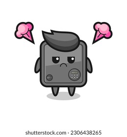 annoyed expression of the cute safe box cartoon character , cute style design for t shirt, sticker, logo element