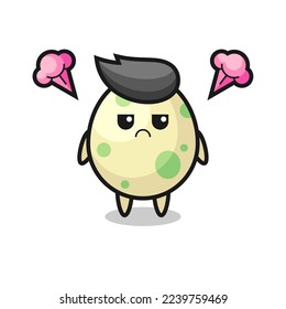 annoyed expression of the cute spotted egg cartoon character , cute style design for t shirt, sticker, logo element
