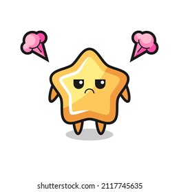 annoyed expression of the cute star cartoon character , cute style design for t shirt, sticker, logo element