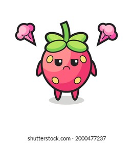 expresión fastidiada del lindo personaje de dibujos animados de fresa , diseño de estilo lindo para camiseta, pegatina, elemento logo