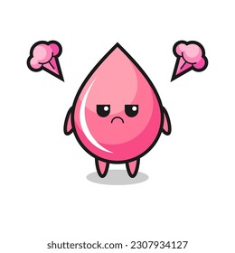 annoyed expression of the cute strawberry drop juice cartoon character , cute style design for t shirt, sticker, logo element