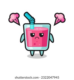annoyed expression of the cute strawberry juice cartoon character , cute style design for t shirt, sticker, logo element