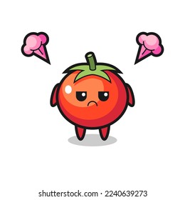 expresión molesta del personaje de dibujos animados de tomates bonitos, diseño de estilo lindo para camiseta, pegatina, elemento logo