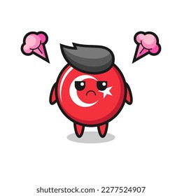 expresión molesta del lindo personaje de dibujos animados de bandera turca , diseño de estilo lindo para camiseta, pegatina, elemento logo