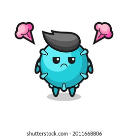 annoyed expression of the cute virus cartoon character , cute style design for t shirt, sticker, logo element
