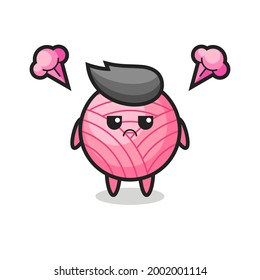 annoyed expression of the cute yarn ball cartoon character , cute style design for t shirt, sticker, logo element