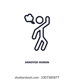 annoyed human icon. Thin line annoyed human icon from feeling and reaction collection. Outline vector isolated on white background. Editable annoyed human symbol can be used web and mobile