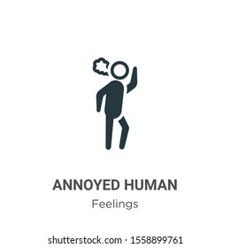 Annoyed human vector icon on white background. Flat vector annoyed human icon symbol sign from modern feelings collection for mobile concept and web apps design.