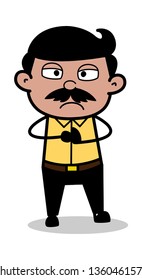 Annoyed - Indian Cartoon Man Father Vector Illustration