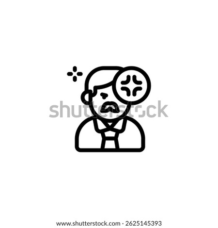 annoyed mad boss while quality control outline icon and illustration
