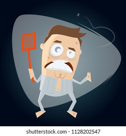 annoyed man hunting mosquito