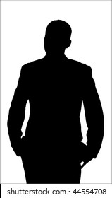 Annoyed Man Silhouette isolated on a white background. Raster version also available.