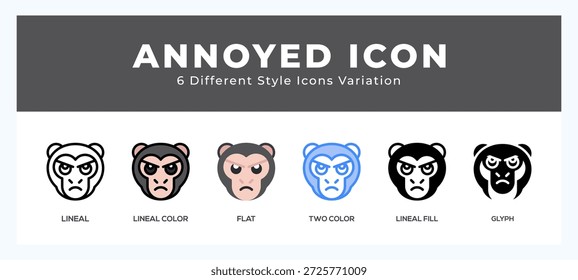 Símbolo de macaco irritado. símbolo de ícone de vetor. ilustração de logotipo. gráficos vetoriais