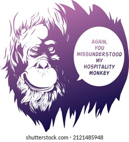 annoyed orangutans silhouette and talking to humans vector t shirt design