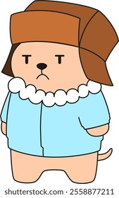 Annoyed Otter Having To Wear Thick Clothes Vector Illustration