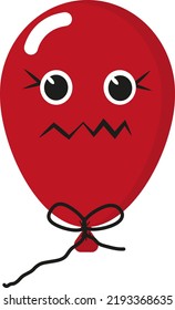 Annoyed red balloon, illustration, vector on a white background.