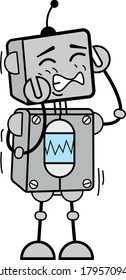 Annoyed Robot Cartoon Vector Character Design Illustration