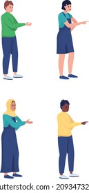 Annoyed teenagers semi flat color vector characters set. Full body people on white. Shouting in anger isolated modern cartoon style illustration collection for graphic design and animation