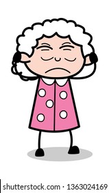 Annoying - Old Cartoon Granny Vector Illustration