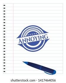 Annoying pen effect. Blue ink. Vector Illustration. Detailed.