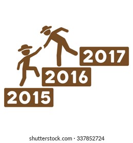 Annual Agent Help vector icon. Style is flat symbol, brown color, rounded angles, white background.