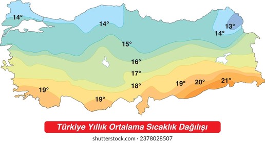 
Türkiye Annual Average Temperature Map, reduced, map