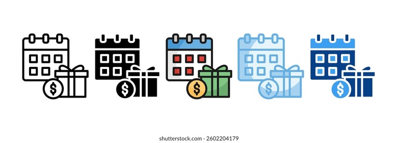 Annual Bonus Icon Set Multiple Style Collection