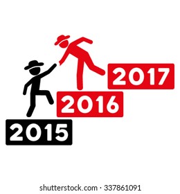 Annual Boy Help vector icon. Style is bicolor flat symbol, intensive red and black colors, rounded angles, white background.